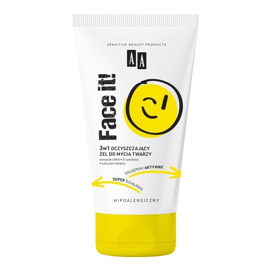 AA Face It!, Żel oczyszczający do mycia twarzy 3w1, 150 ml AA