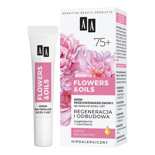 AA, Flowers&Oils 75+, Krem przeciwzmarszczkowy na okolice oczu i ust, 15 ml AA