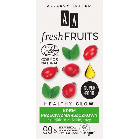 AA, Fresh Fruits, krem przeciwzmarszczkowy z olejkiem z dzikiej róży, 50 ml AA