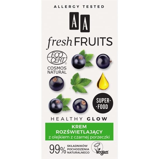 AA, Fresh Fruits, krem rozświetlający z olejkiem z czarnej porzeczki, 50 ml AA