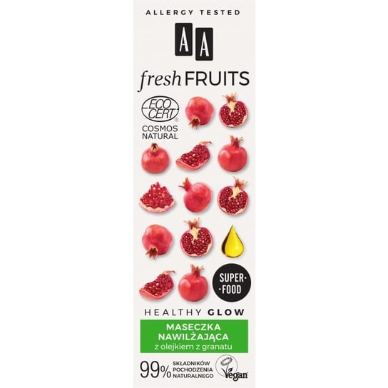 AA, Fresh Fruits, maseczka nawilżająca z olejkiem z granatu, 40 ml AA
