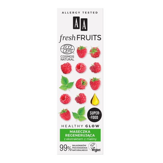 AA, Fresh Fruits, maseczka regenerująca z ekstraktem z malin, 40 ml AA