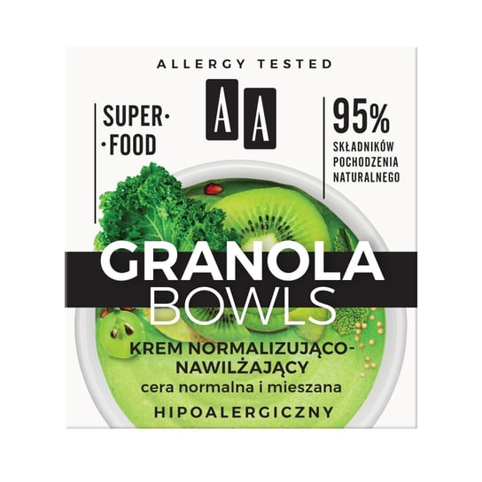 AA, Granola Bowls, krem normalizująco-nawilżający cera normalna i mieszana, 50 ml AA