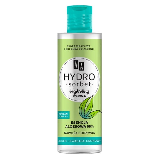 AA, Hydro Sorbet Korean Formula Hydrating Essence, esencja aloesowa 96%, 100 ml AA