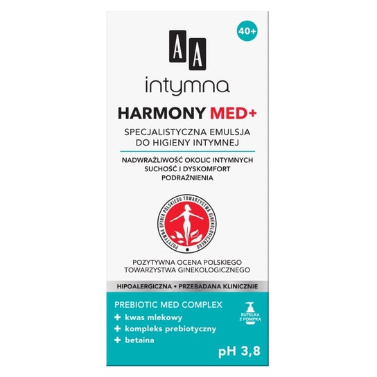 AA, Intymna, specjalistyczna emulsja do higieny intymnej Harmony Med+, 300 ml AA