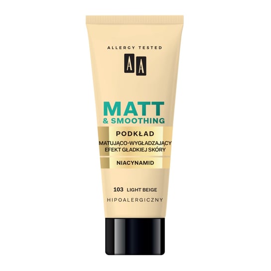 AA, Make Up Matt, Podkład matująco-wygładzający 103 Light Beige, 30 ml AA