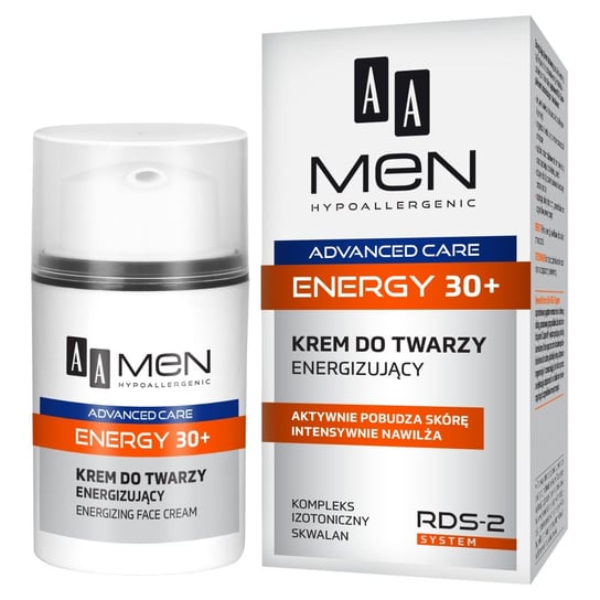 AA, Men Adventure Care, krem do twarzy energizujący Energy 30+, 50 ml AA