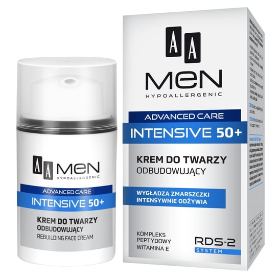AA, Men Adventure Care, krem do twarzy odbudowujący Intensive 50+, 50 ml AA