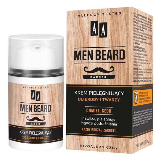 AA, Men Beard, Krem pielęgnujący do brody i twarzy, 50 ml AA