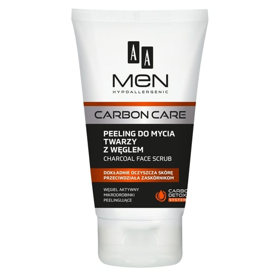 AA, Men Carbon Care, peeling do mycia twarzy z węglem, 150 ml AA