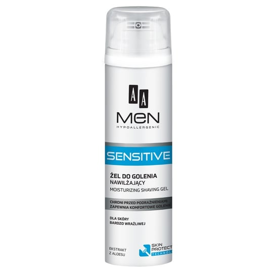 AA, Men Sensitive, żel do golenia nawilżający, 200 ml AA
