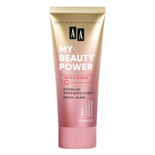 AA, My Beauty Power, Rozświetlający Podkład 03 Beige, 30 ml AA