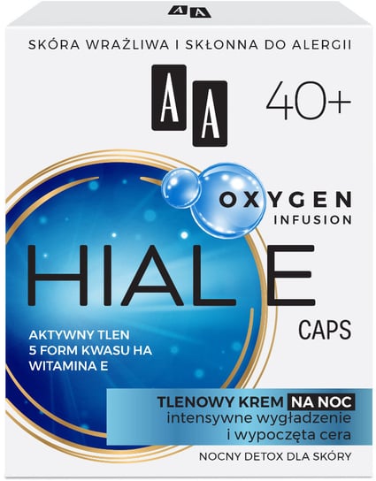 AA, Oxygen Infusion 40+ Hial E Caps, tlenowy krem na noc, 50 ml AA