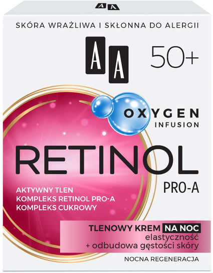 AA, Oxygen Infusion 50+ Retinol Pro-A, tlenowy krem na noc, 50 ml AA