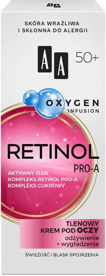 AA, Oxygen Infusion, 50+ retinol pro-a, tlenowy krem pod oczy, 15 ml AA