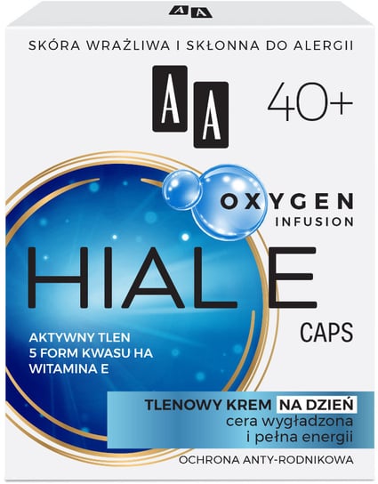 AA, Oxygen Infusion Hial E Caps, tlenowy krem na dzień cera wygładzona+pełna energii 40+, 50 ml AA