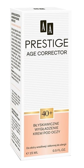 AA Prestige, Age Corrector 40+, błyskawiczne wygładzenie krem pod oczy, 15 ml AA Prestige