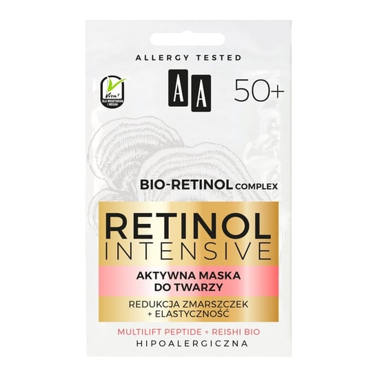 AA Retinol Intensive 50+ Aktywna maska redukcja zmarszczek + elastyczność 2x5ml AA