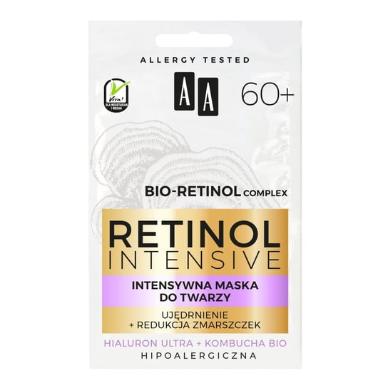 AA Retinol Intensive 60+ Intensywna maska do twarzy Ujędrnienie + Redukcja zmarszczek 2x5ml AA