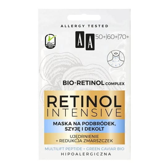 AA Retinol Intensive Maska na podbródek szyję i dekolt ujędrnienie + redukcja zmarszczek 2x5ml AA