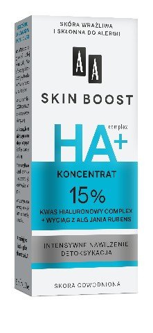 AA, Skin Boost, koncentrat z kwasem hialuronowym HA+ 15%, 30 ml AA