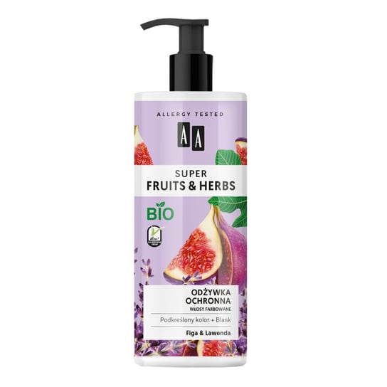AA, Super Fruits & Herbs, odżywka ochronna włosy farbowane Figa & Lawenda, 500 ml AA