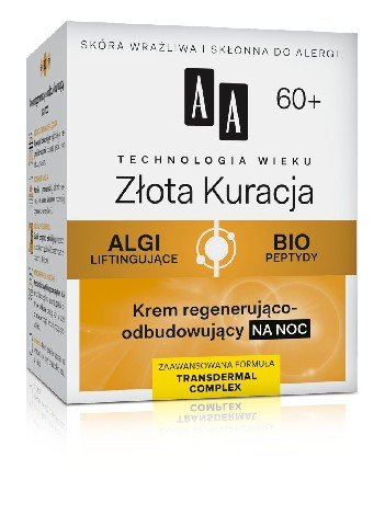 AA, Technologia Wieku Złota Kuracja 60+, krem regenerująco-odbudowujący na noc, 50 ml AA