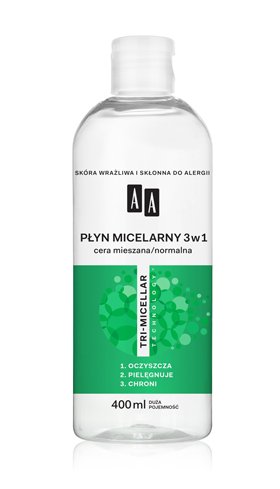 AA, Tri-Micelar, płyn micelarny 3w1, 400 ml AA