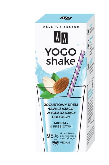 AA, Yogo Shake, jogurtowy krem nawilżająco-wygładzający pod oczy migdały, 15 ml AA