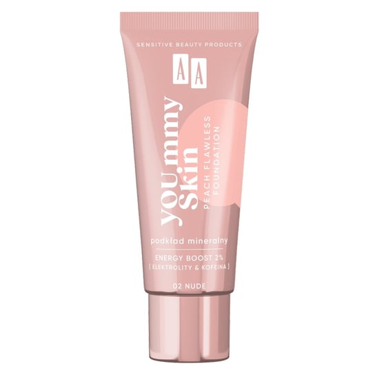 AA, YOU.mmy Skin Peach Flawless Foundation, Podkład mineralny 02 Nude, 30 ml AA