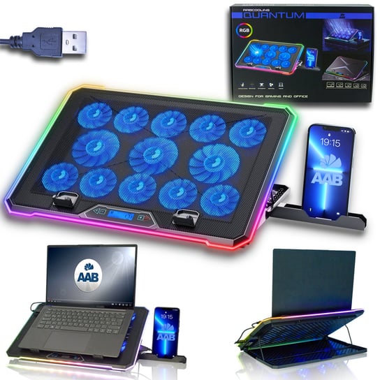 AABCOOLING QUANTUM CICHA PODSTAWKA PODKŁADKA CHŁODZĄCA DO LAPTOPA NOTEBOOK 10-17,3 CALA AABCOOLING