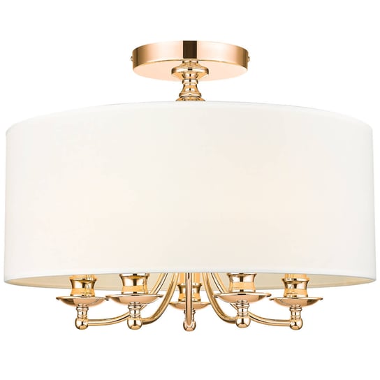 Abażurowa Lampa sufitowa Abu Dhabi okrągła biała złota Cosmolight