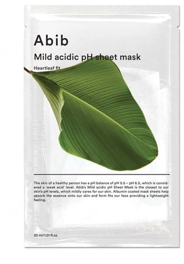 Abib, Mild Acidic Ph Sheet Mask Heartleaf Fit, Maska W Płachcie O Działaniu Kojącym, 1 Szt. Abib