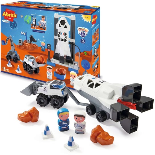 Abrick Klocki Baza kosmiczna z rakietą 3 figurki + 2 pojazdy Ecoiffier