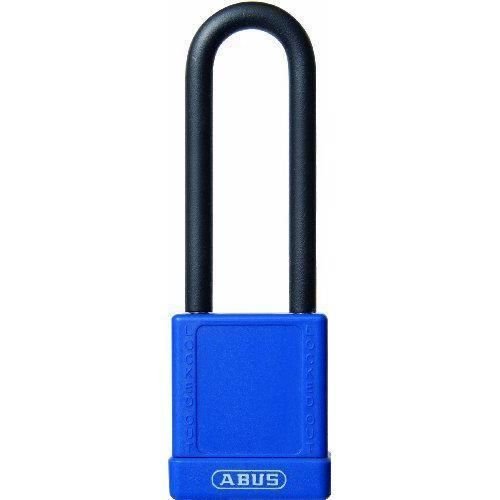 Abus 59117 Długa szekla, nieprzewodząca kłódka z blokadą, wspólny klucz, anodowane aluminium, niebieski 75 mm ABUS