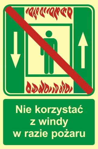 AC028 Nie korzystać z windy w razie pożaru (10 X 15 CM, PS - PŁYTA 1MM FOTO.) LIBRES POLSKA SP Inna marka