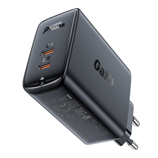 Acefast A29 PD50W GaN (USB-C+USB-C) dual port charger black Acefast