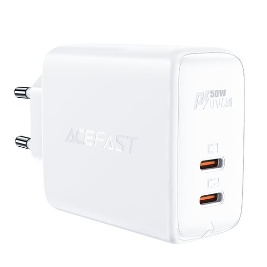 Acefast ładowarka sieciowa GaN USB Typ C 50W, PD, QC 3.0, AFC, FCP biały (A29 white) Acefast