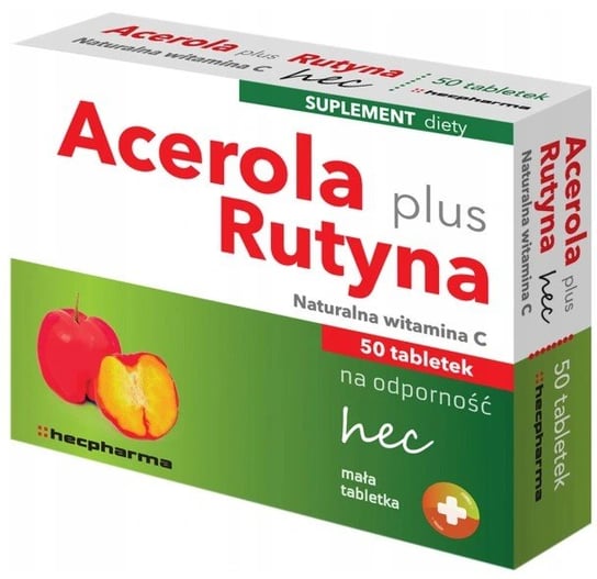 Acerola, Plus, Rutyna hec naturalna witamina C, 50 tabl. Acerola