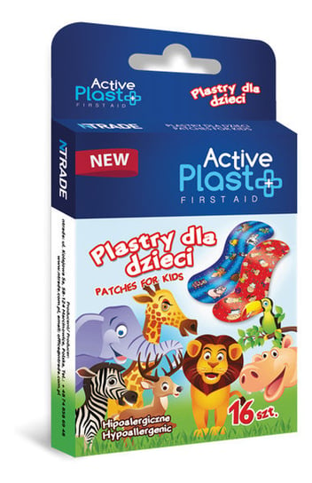 Active Plast, First Aid, plastry opatrunkowe dla dzieci, 16 szt. Active Plast