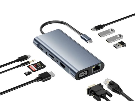 Adapter 11w1 Type C , SD, HDMI, LAN, USB 2.0 x2, USB,HDMI Do Macbook Inna marka