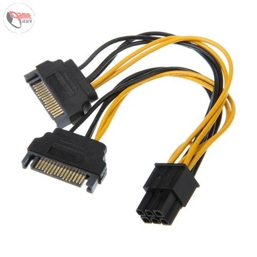 Câble AKASA 2xSATA Vers PCI-Express 6 Broches 15cm - AK-CBPW13-15 - Neuf