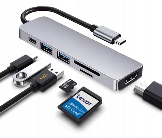 Adapter 6w1 HUB USB-C HDMI 4K SD Macbook Pro / Air EtuiTab