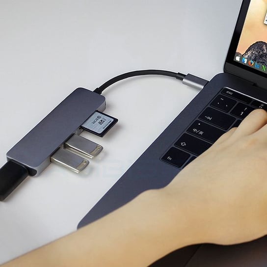 Adapter aluminiowy HUB 5w1 USB-C na HDMI 4K, 2xUSB 3.0, Czytnik kart Inny producent