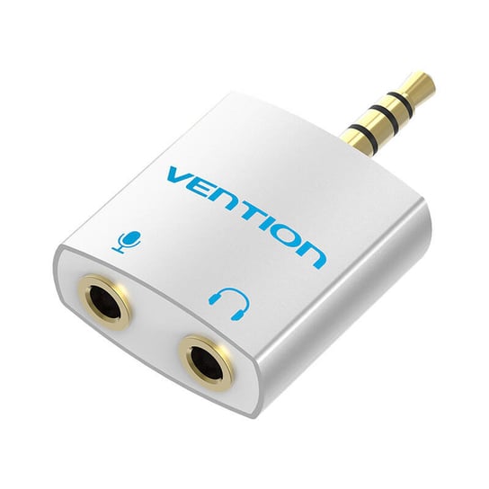 Adapter audio 4-biegunowy 3,5 mm  na 2x 3,5 mm  Vention BDBW0 srebrny Vention