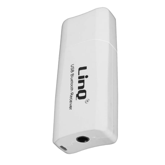 Adapter audio Bluetooth, bezprzewodowy odbiornik USB z wyjsciem kabla LinQ 3,5 mm Jack - bialy LinQ