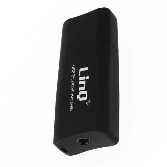 Adapter audio Bluetooth, bezprzewodowy odbiornik USB z wyjsciem kabla LinQ 3,5 mm Jack — czarny LinQ