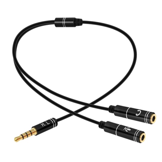 Adapter audio Jack 3,5 mm do zestawu sluchawkowego z mikrofonem, 30 cm — czarny Avizar