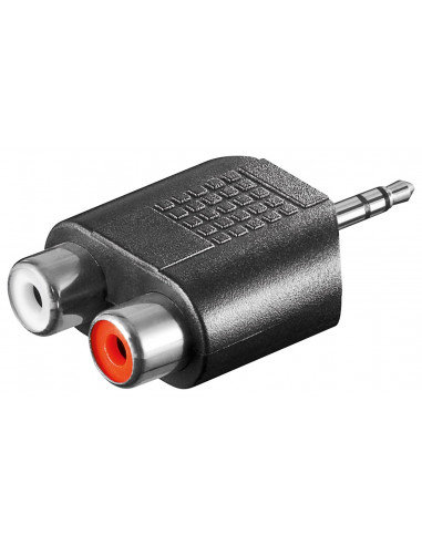 Adapter cinch, wtyk mono AUX 3,5 mm na 2 gniazdo stereo - Połączenie typu Wtyk jack 3,5 mm (3-pinowy, stereo) Goobay