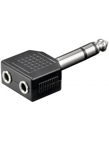 Adapter do słuchawek ze złączem jack AUX, 6,35 mm na 2 x 3,5 mm Goobay